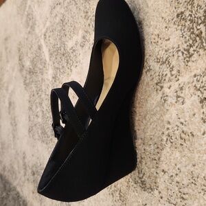 Elegant Black Wedge Mary Jane Shoes